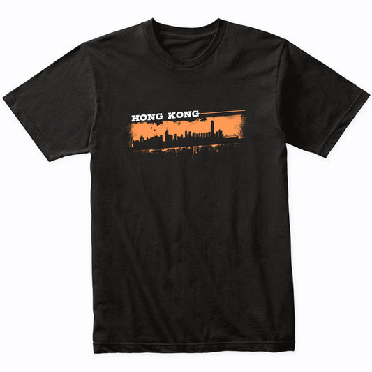 Hong Kong China Skyline Retro Grafitti Style T-Shirt