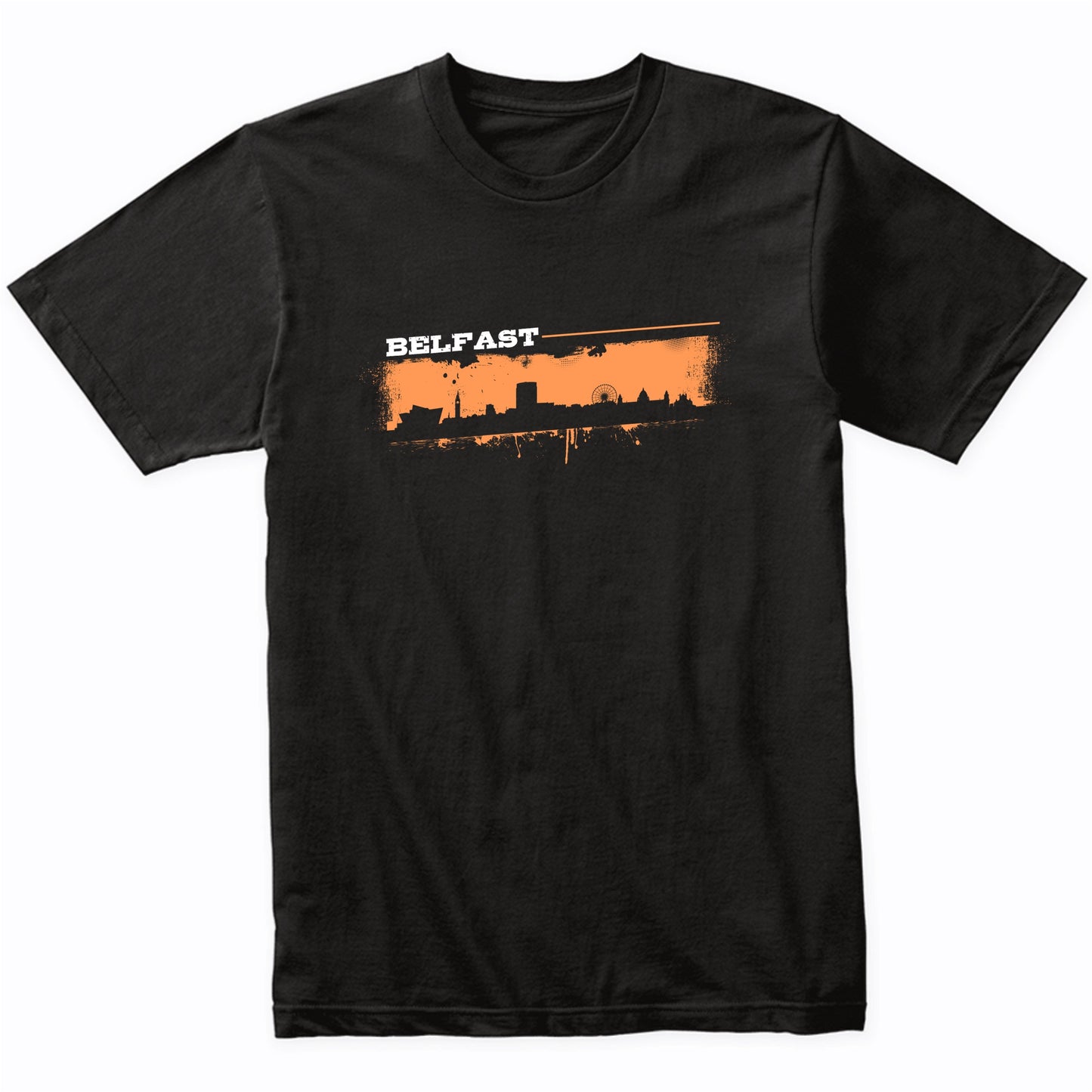 Belfast Northern Ireland Skyline Retro Grafitti Style T-Shirt