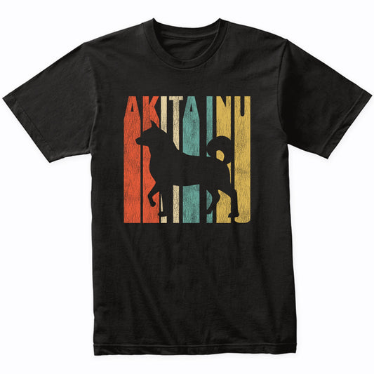 Retro 1970's Style Akita Inu Dog Silhouette Akita Cracked Distressed T-Shirt
