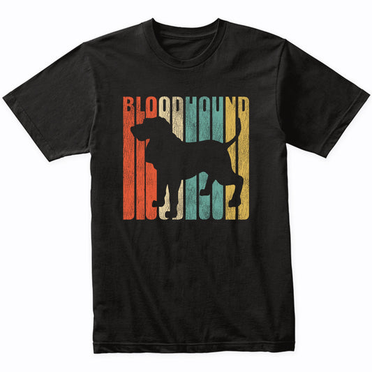 Retro 1970's Style Bloodhound Dog Silhouette Cracked Distressed T-Shirt