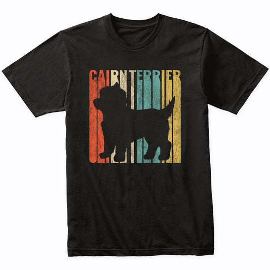 Retro 1970's Style Cairn Terrier Dog Silhouette Cracked Distressed T-Shirt