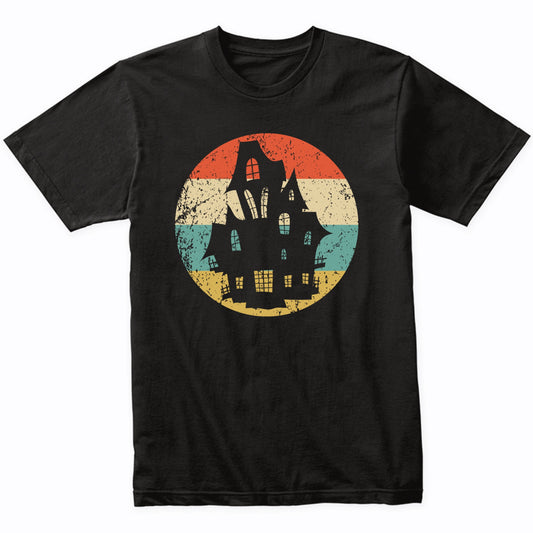 Retro Spooky Scary Haunted House Silhouette Creepy Halloween T-Shirt