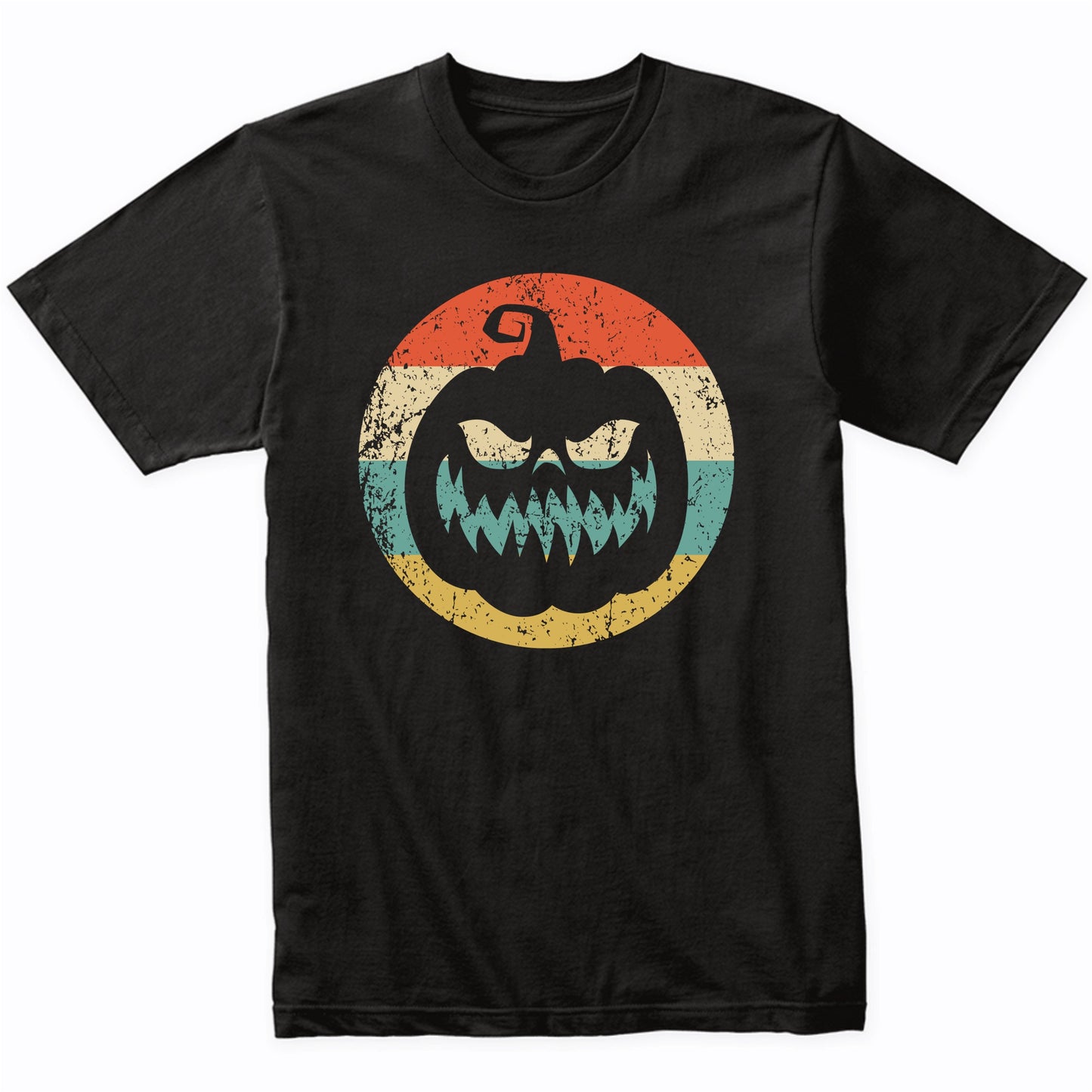Retro Halloween Scary Jackolantern Pumpkin Silhouette Spooky T-Shirt