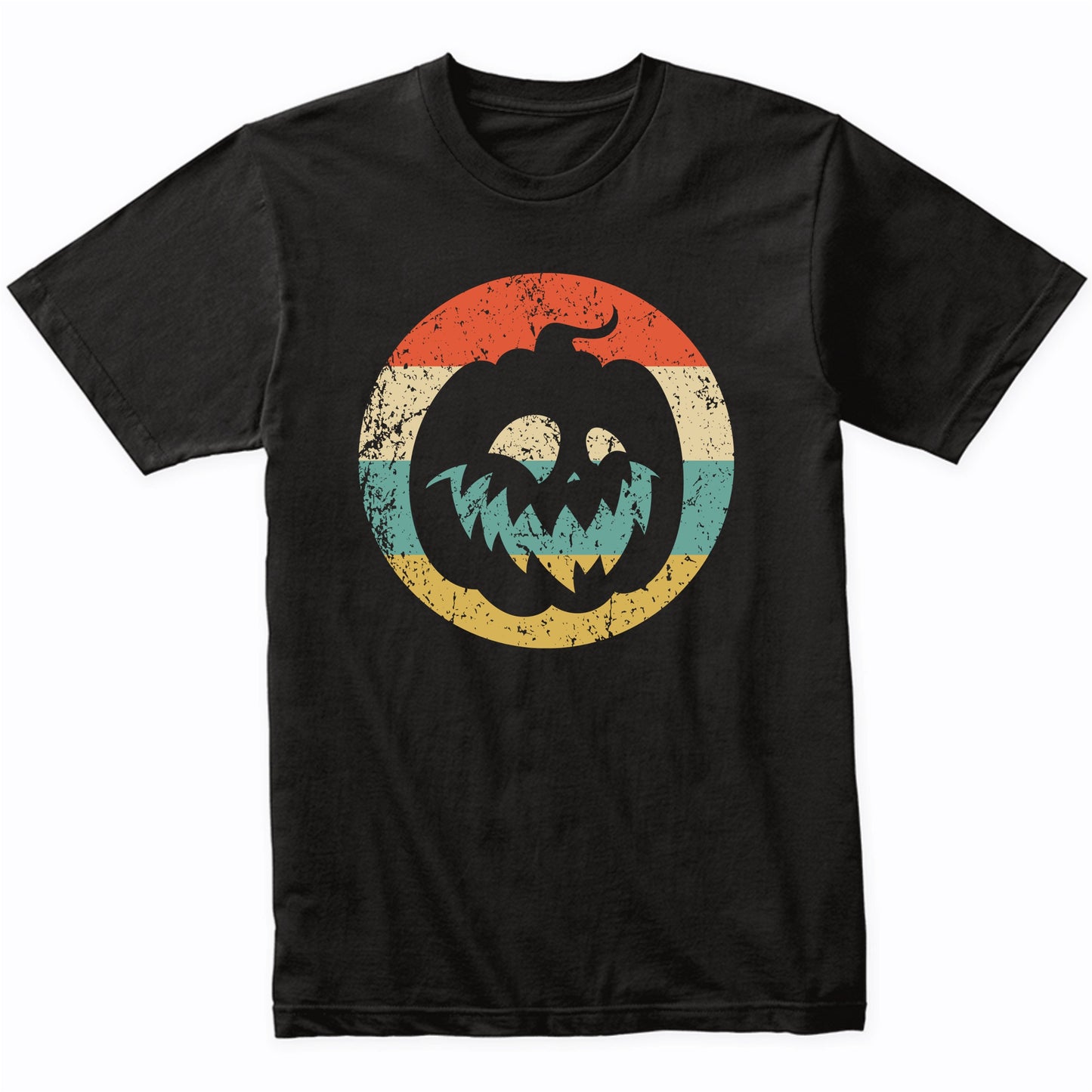 Retro Halloween Jackolantern Pumpkin Silhouette Spooky Scary T-Shirt