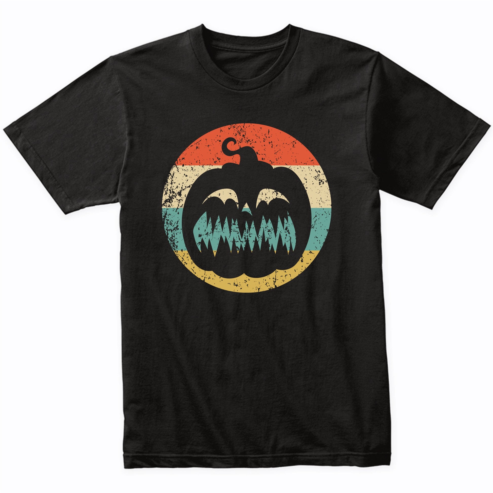 Halloween Jackolantern Pumpkin Silhouette Spooky Scary Retro T-Shirt
