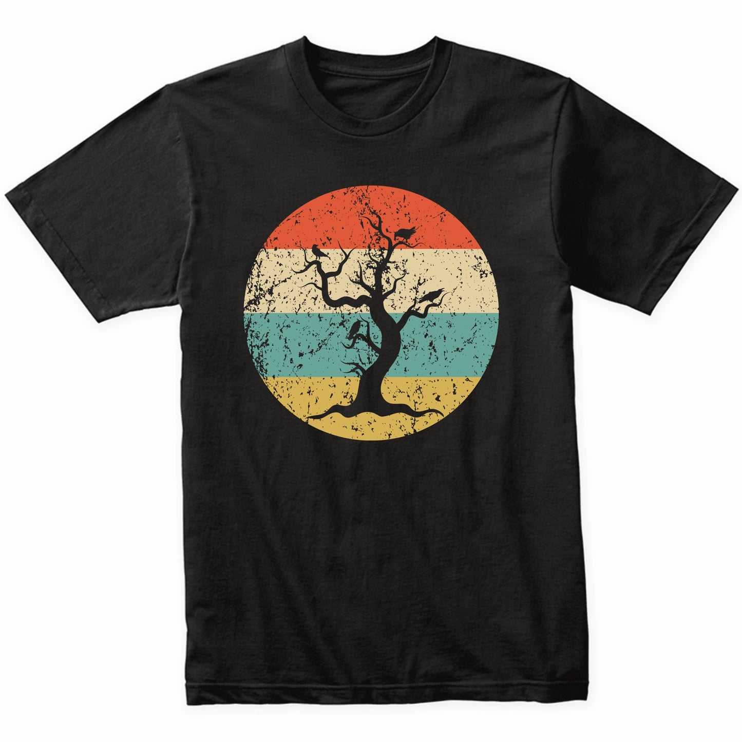 Halloween Spooky Scary Haunted Tree Silhouette Creepy Retro T-Shirt