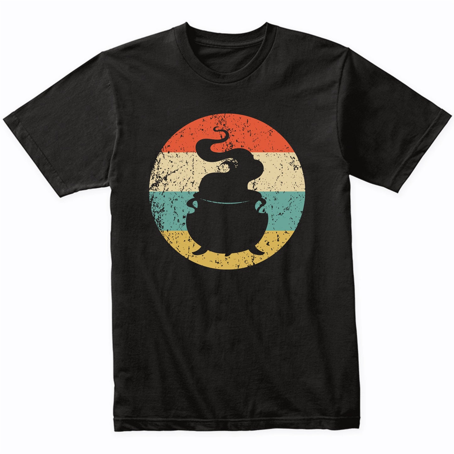 Retro Spooky Scary Witch Cauldron Silhouette Halloween T-Shirt