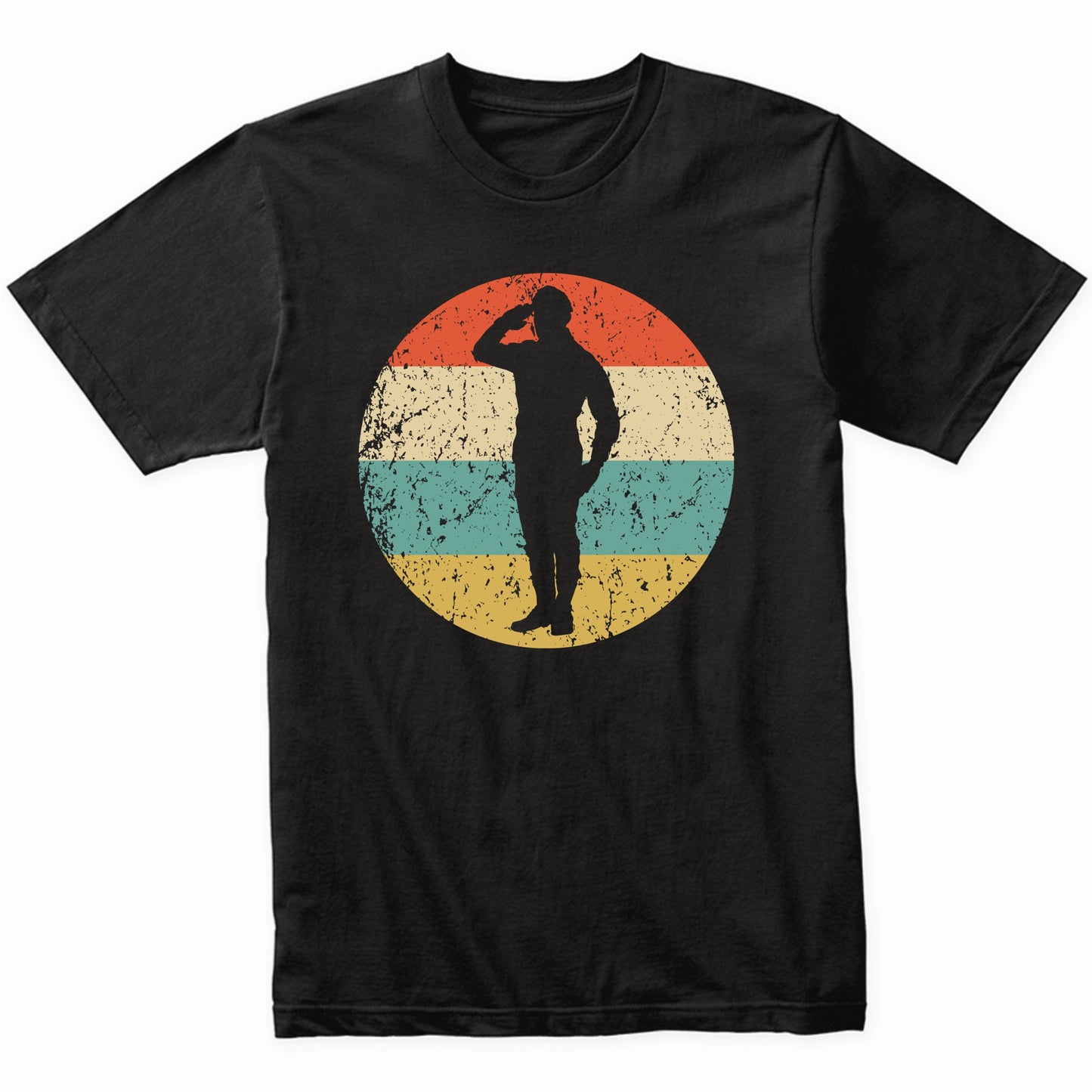 Military Man Salute Silhouette Retro Soldier T-Shirt