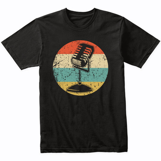 Old School Microphone Silhouette Retro Podcast Podcaster T-Shirt