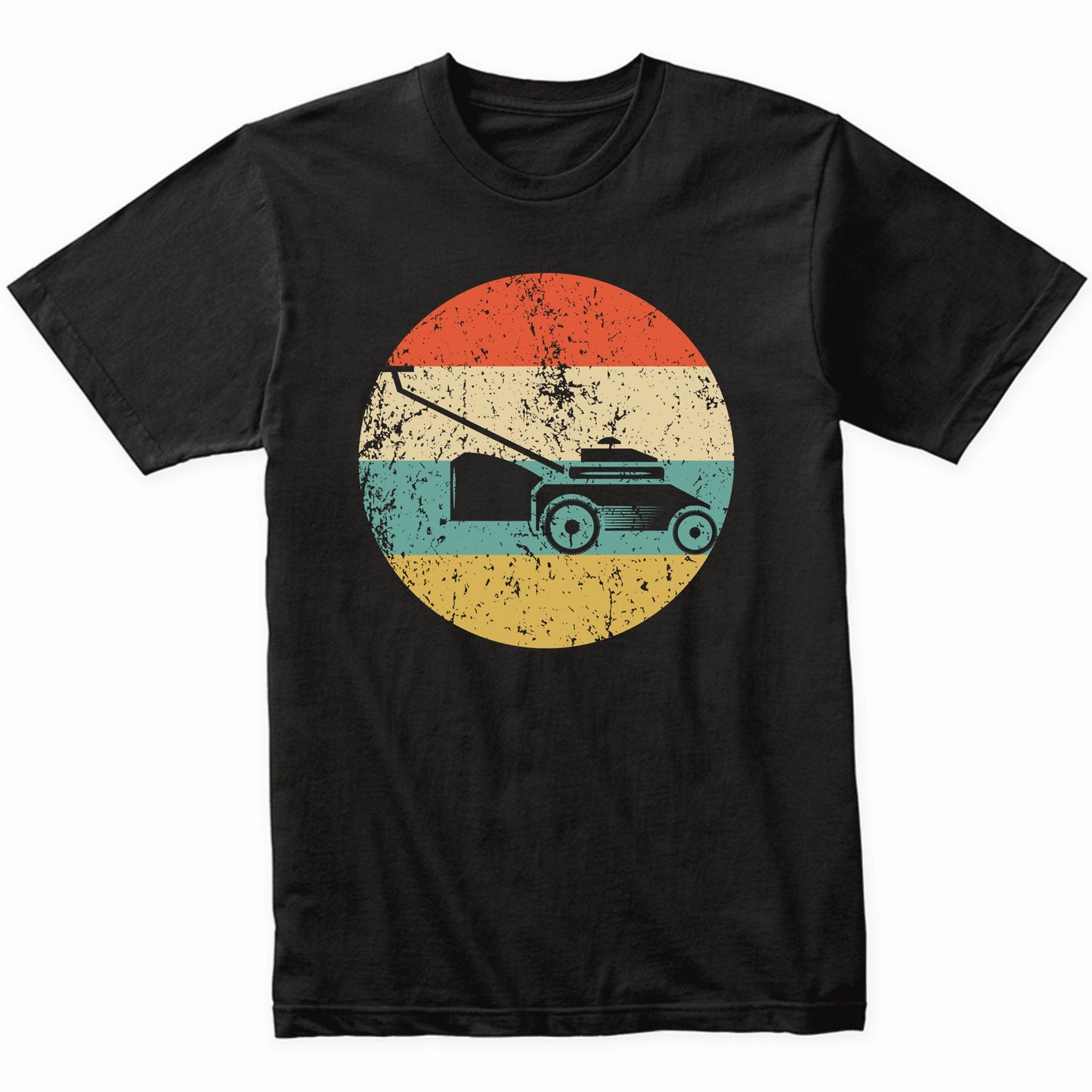 Push Lawn Mower Silhouette Retro Lawnmowing Landscaper T-Shirt