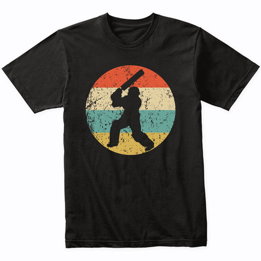 Cricket Player Silhouette Retro Sports T-Shirt