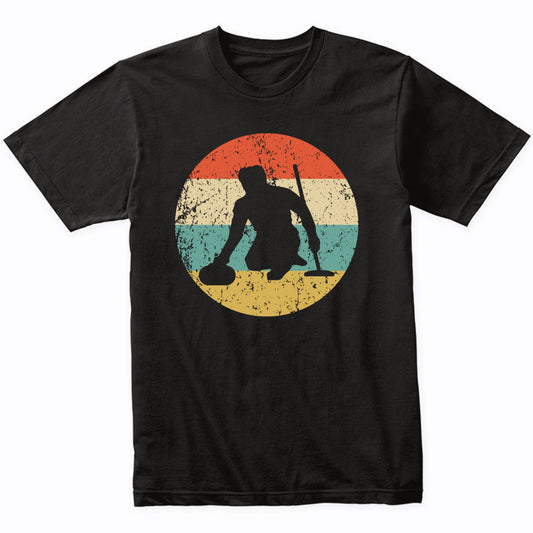 Curler Curling Silhouette Retro Sports T-Shirt
