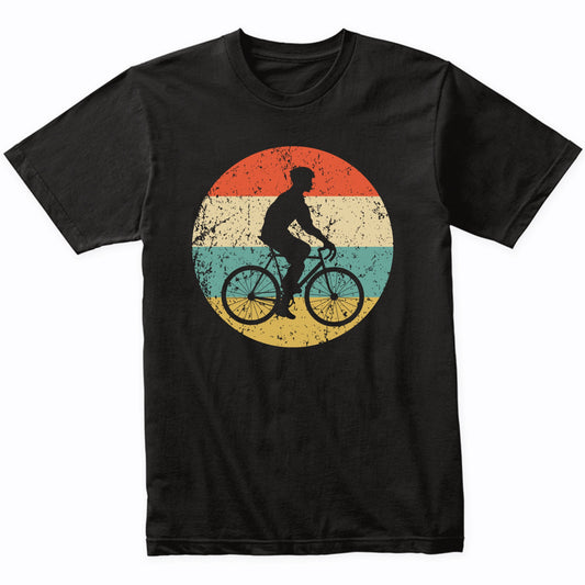 Cycling Cyclist Riding Bike Silhouette Retro Sports T-Shirt