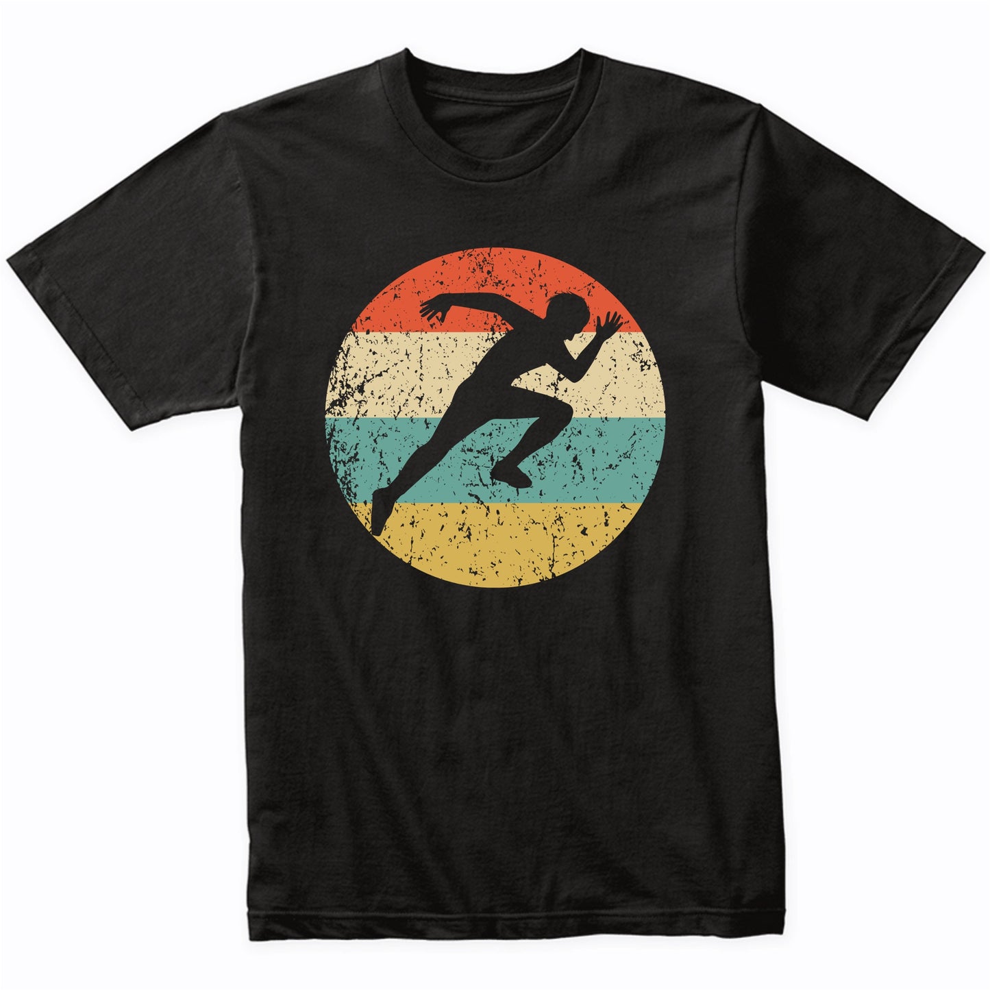 Sprinter Running Track and Field Silhouette Retro Sports T-Shirt