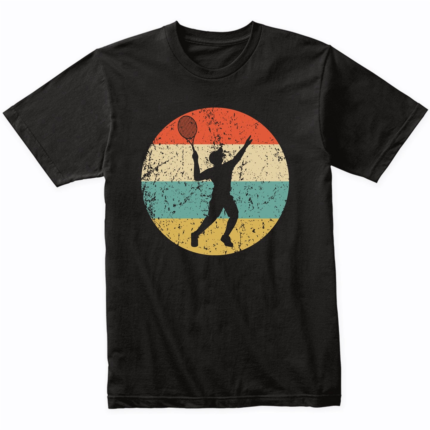 Tennis Player Serve Silhouette Retro Sports T-Shirt