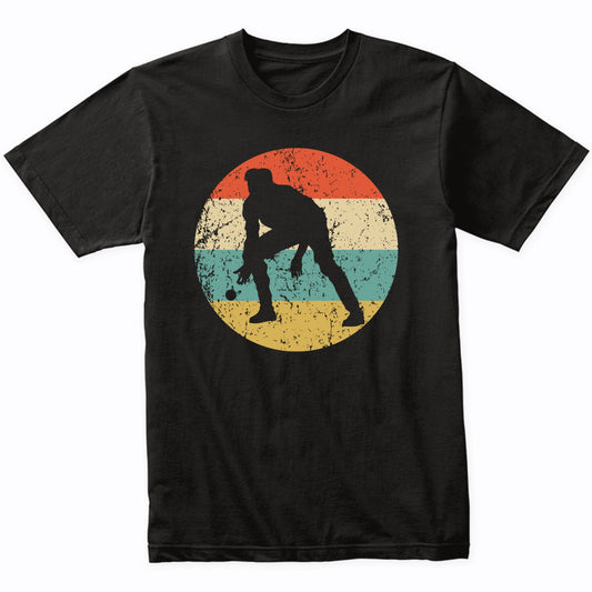 Man Playing Bocce Ball Silhouette Retro Bocce T-Shirt