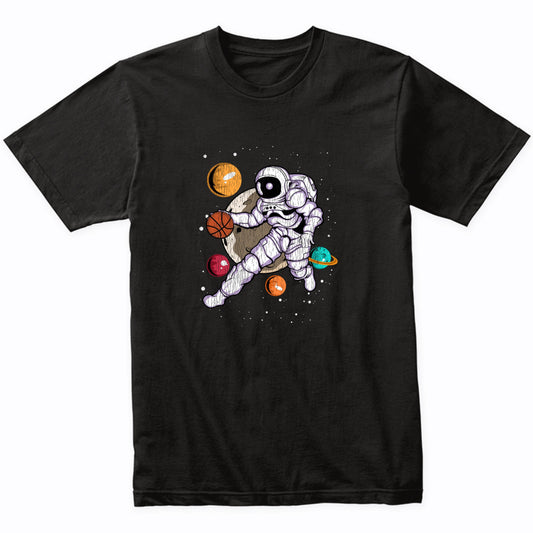 Basketball Astronaut Outer Space Spaceman Distressed T-Shirt