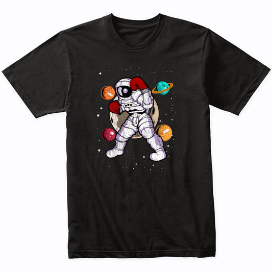 Boxing Astronaut Outer Space Spaceman Distressed T-Shirt