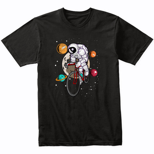Cycling Astronaut Outer Space Spaceman Bike Distressed T-Shirt