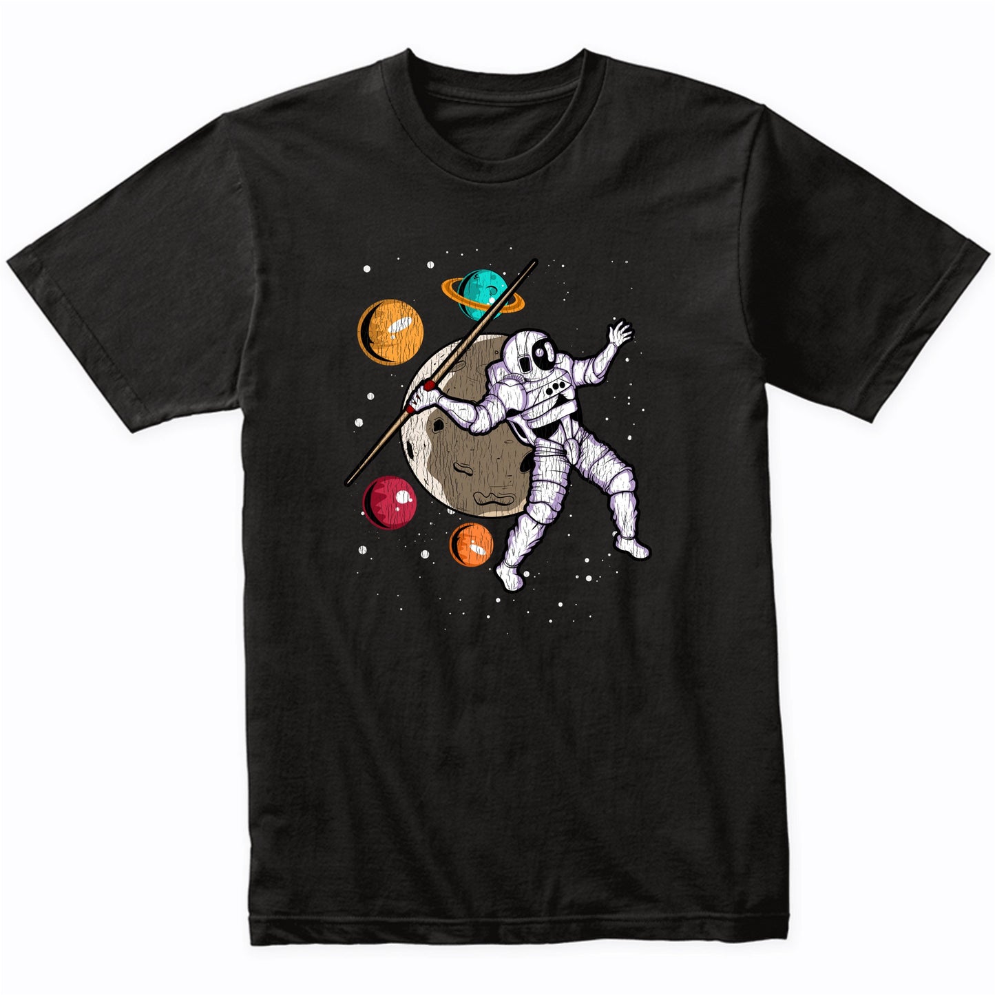 Javelin Throw Astronaut Outer Space Spaceman Track and Field Distressed T-Shirt