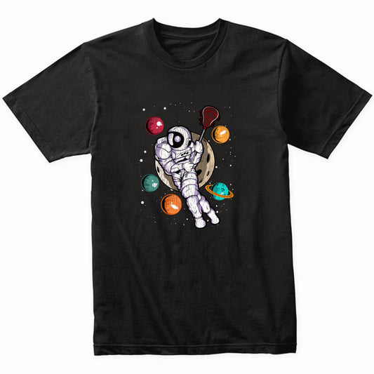 Lacrosse Astronaut Outer Space Spaceman Distressed T-Shirt