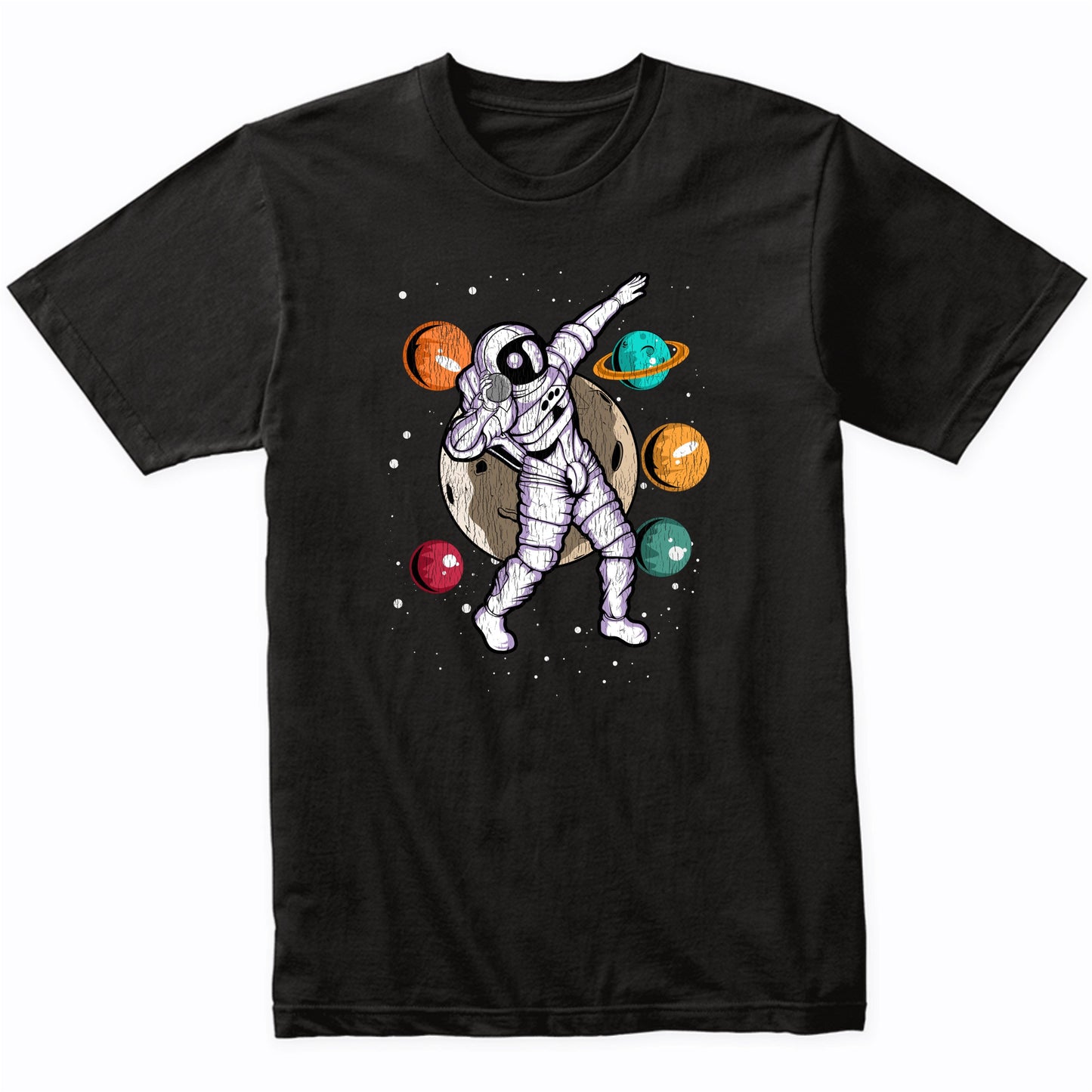 Shot Put Astronaut Outer Space Spaceman Track and Field Distressed T-Shirt