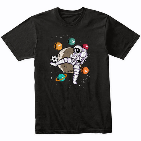 Soccer Astronaut Outer Space Spaceman Distressed T-Shirt