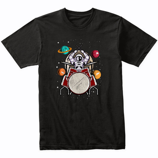 Drummer Astronaut Outer Space Spaceman Drums Distressed T-Shirt