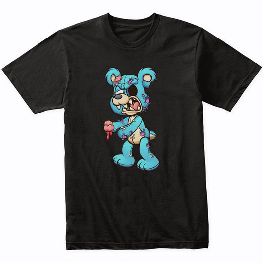 Zombie Teddy Bear Holding Brains Scary Halloween T-Shirt