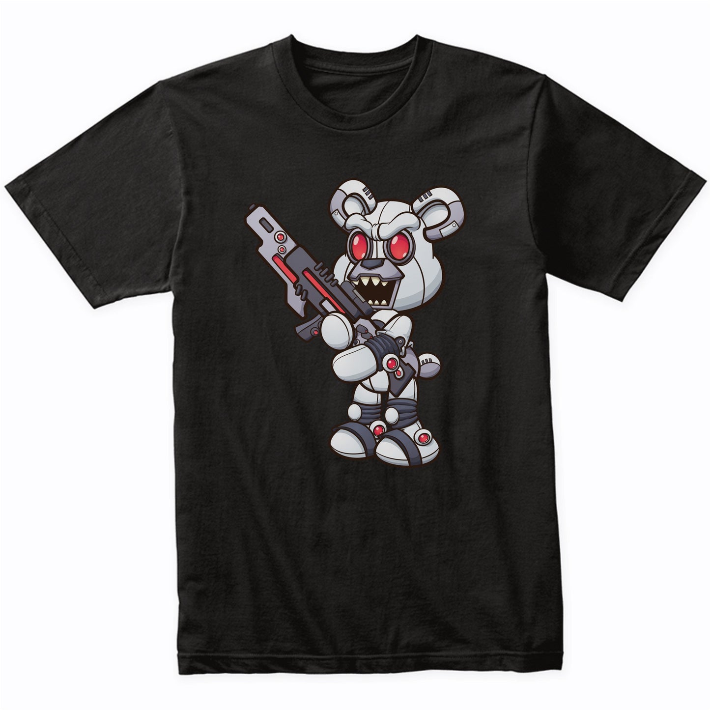 Robot Teddy Bear With Gun Scary Bear T-Shirt