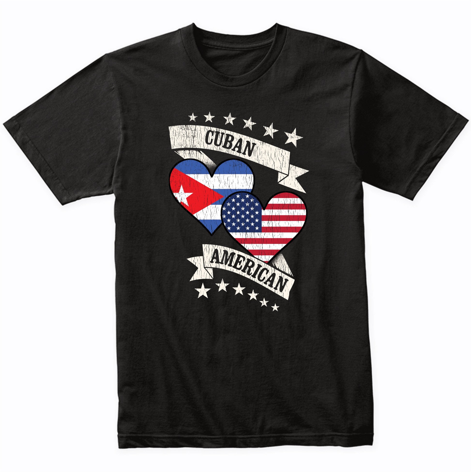 Cuban American Heart Flags Cuba America T-Shirt