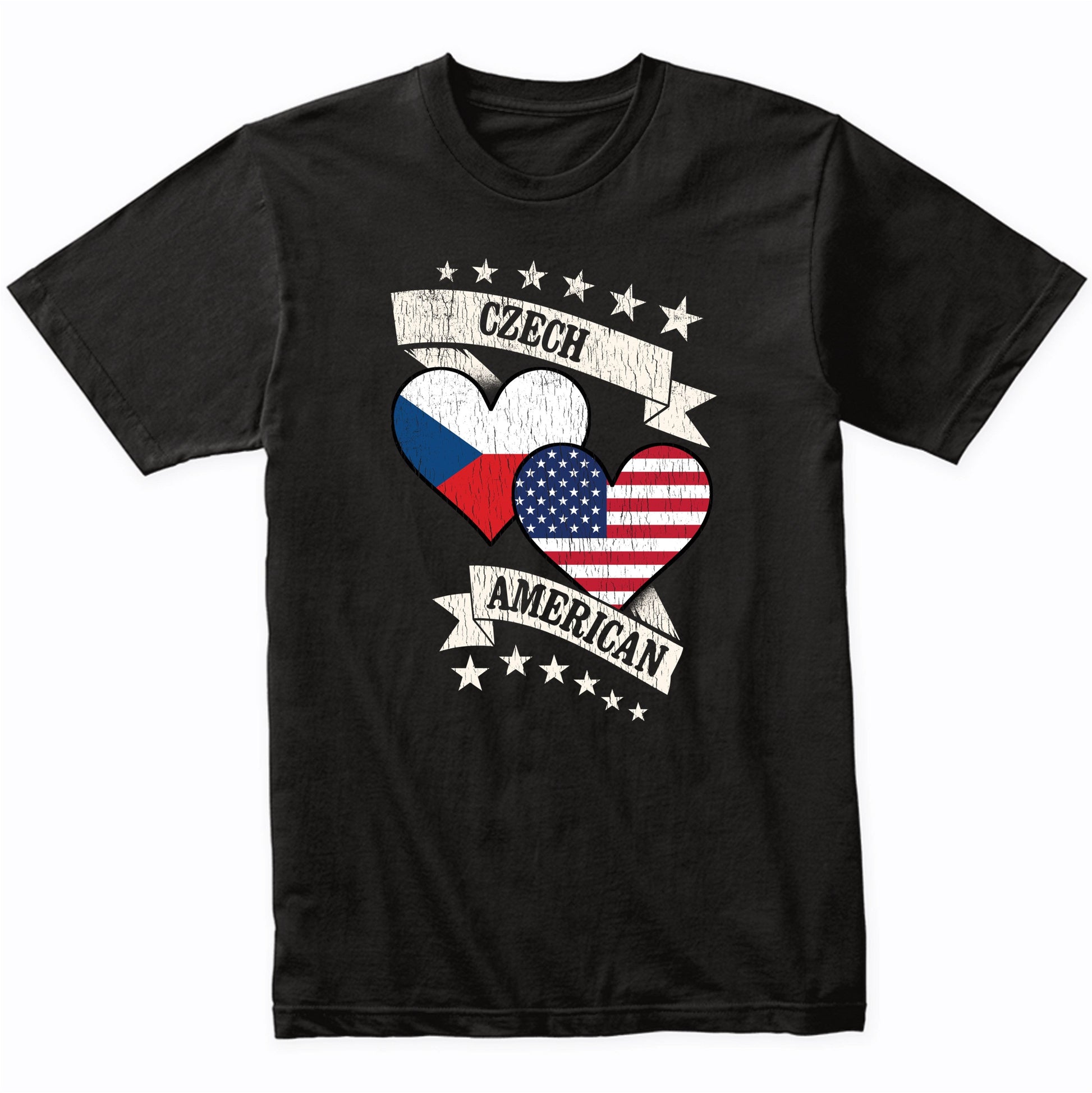 Czech American Heart Flags Czech Republic America T-Shirt