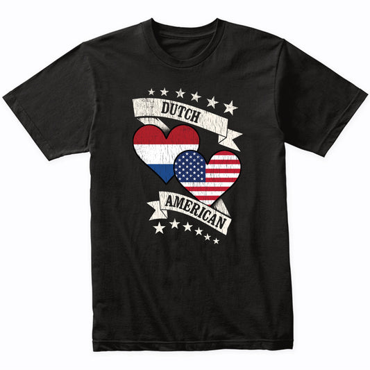 Dutch American Heart Flags Netherlands America T-Shirt