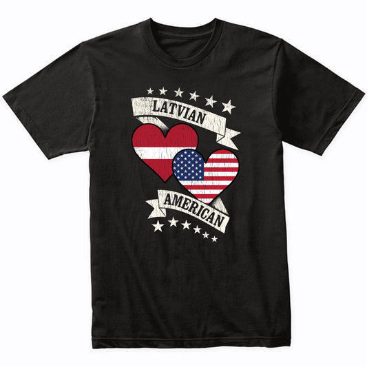 Latvian American Heart Flags Latvia America T-Shirt