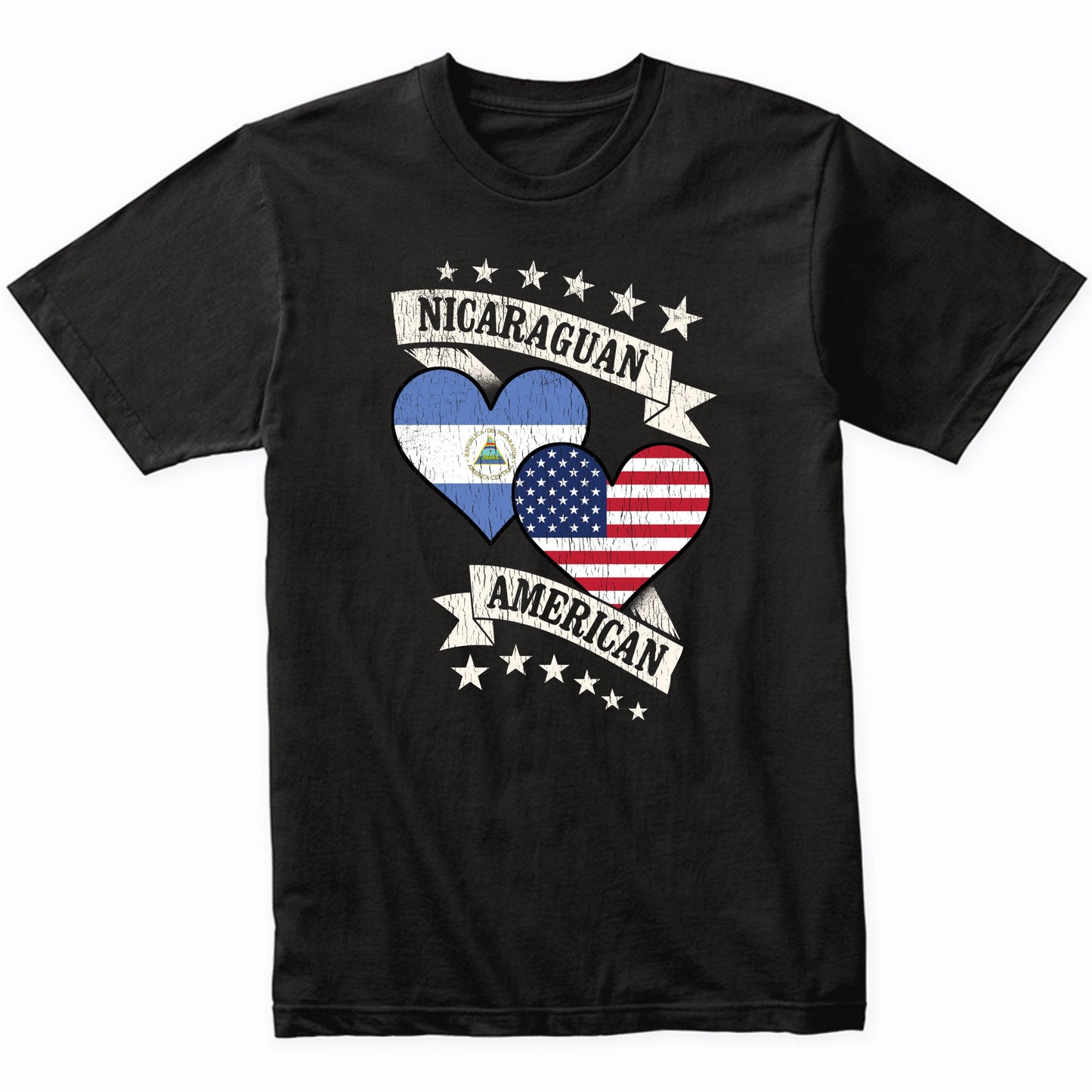 Nicaraguan American Heart Flags Nicaragua America T-Shirt