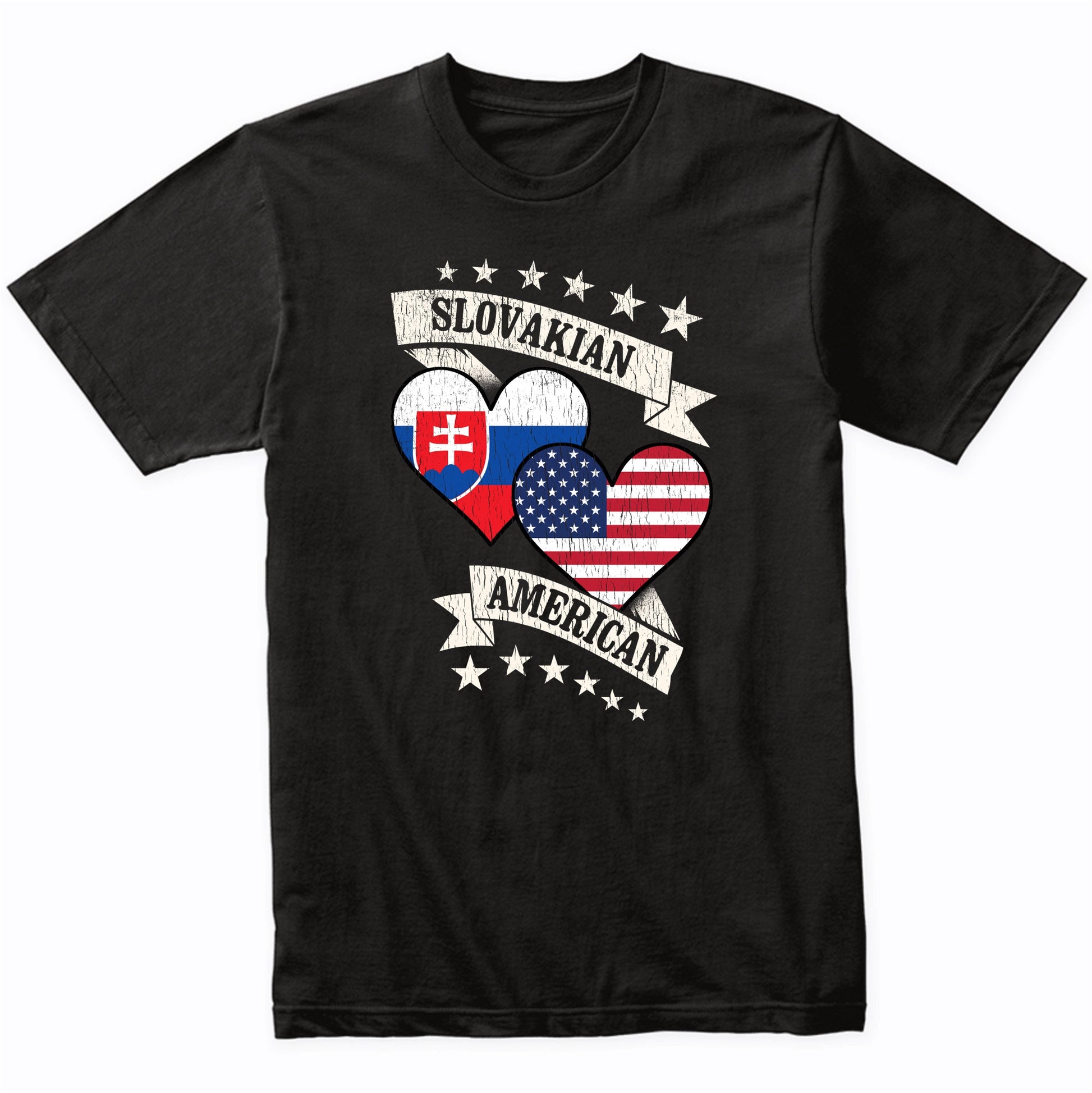 Slovakian American Heart Flags Slovakia America T-Shirt