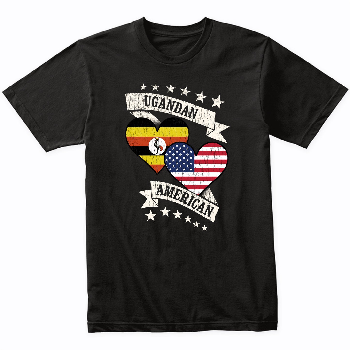 Ugandan American Heart Flags Uganda America T-Shirt