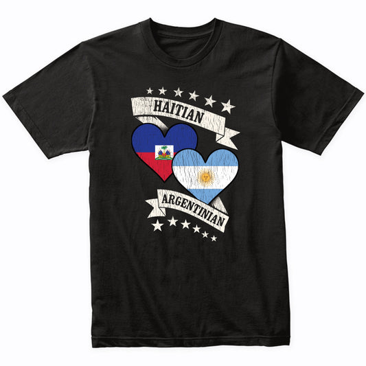 Haitian Argentinian Heart Flags Haiti Argentina T-Shirt