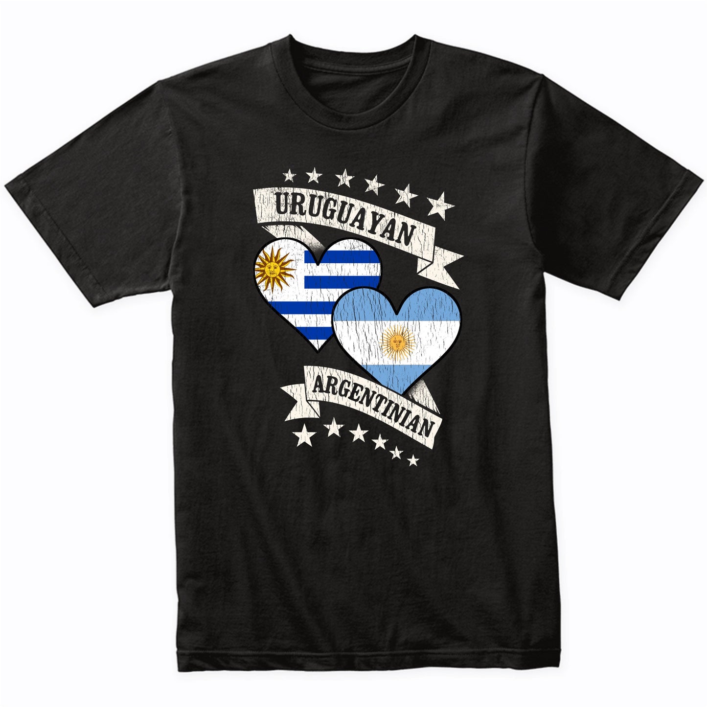 Uruguayan Argentinian Heart Flags Uruguay Argentina T-Shirt