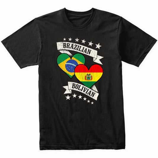 Brazilian Bolivian Heart Flags Brazil Bolivia T-Shirt