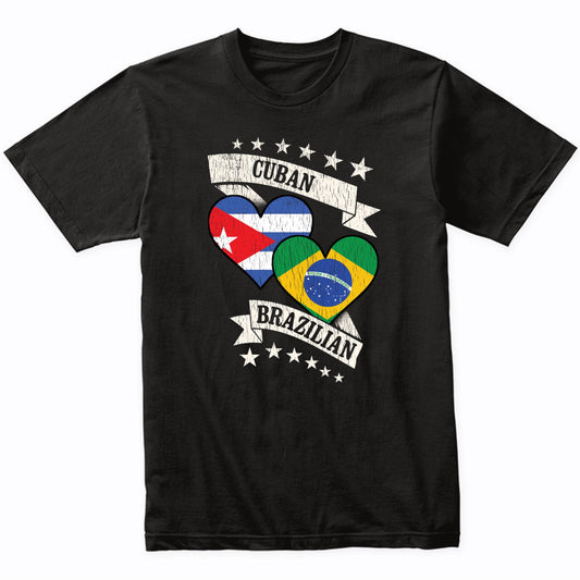 Cuban Brazilian Heart Flags Cuba Brazil T-Shirt