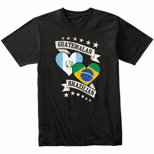 Guatemalan Brazilian Heart Flags Guatemala Brazil T-Shirt