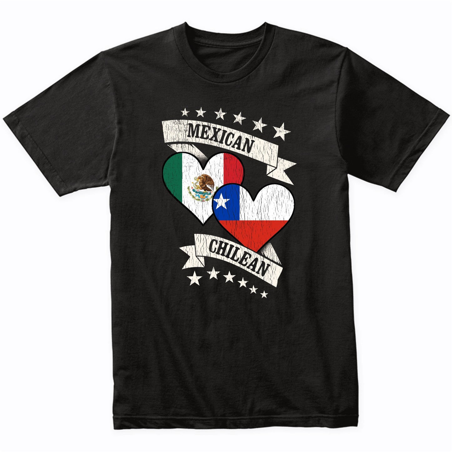 Mexican Chilean Heart Flags Mexico Chile T-Shirt