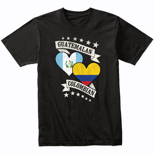 Guatemalan Colombian Heart Flags Guatemala Colombia T-Shirt