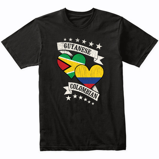 Guyanese Colombian Heart Flags Guyana Colombia T-Shirt