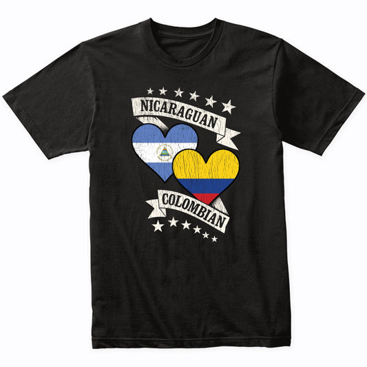 Nicaraguan Colombian Heart Flags Nicaragua Colombia T-Shirt