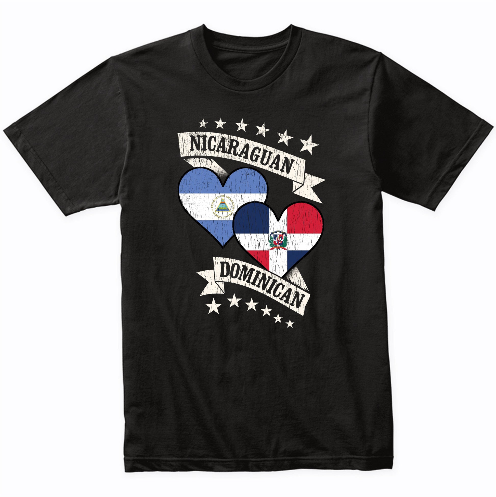 Nicaraguan Dominican Heart Flags Nicaragua Dominican Republic T-Shirt