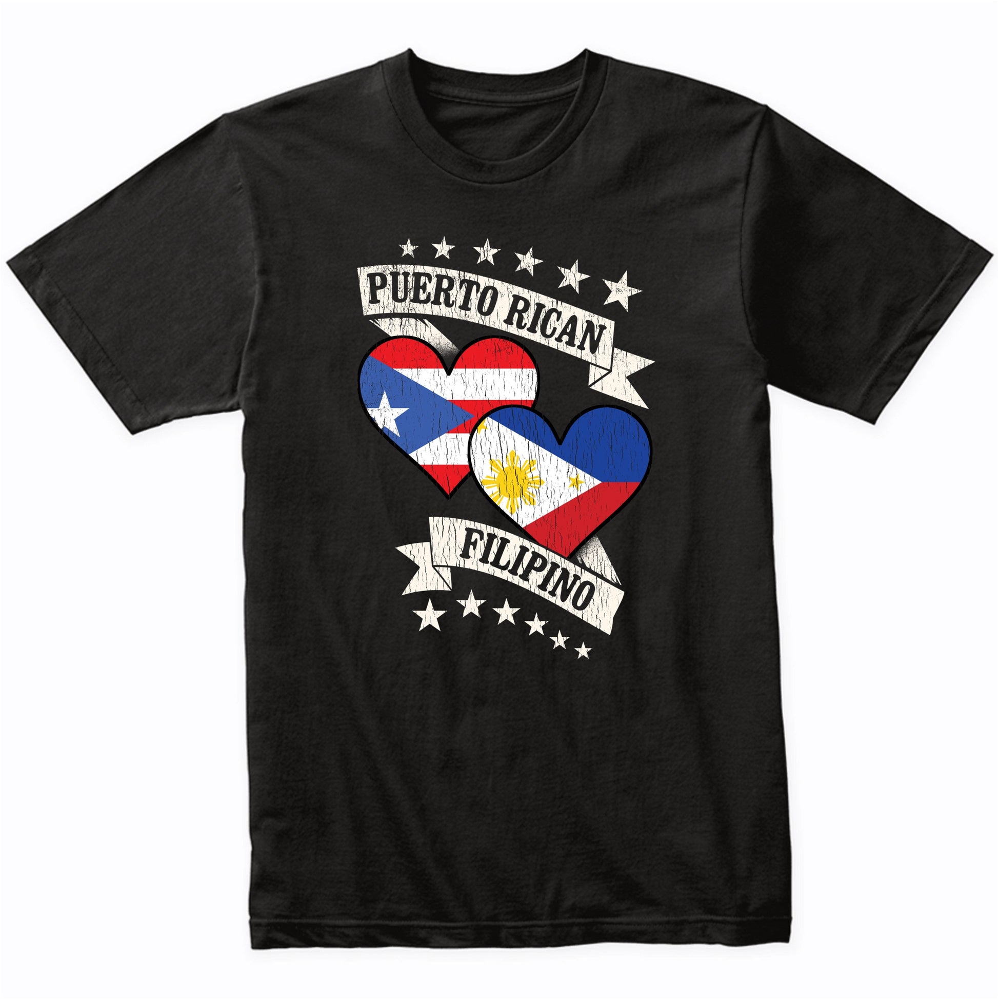 Puerto Rican Filipino Heart Flags Puerto Rico Philippines T-Shirt