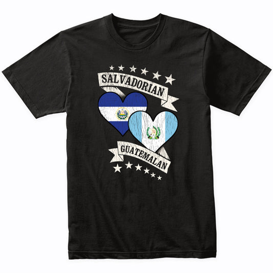 Salvadorian Guatemalan Heart Flags El Salvador Guatemala T-Shirt