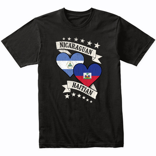 Nicaraguan Haitian Heart Flags Nicaragua Haiti T-Shirt